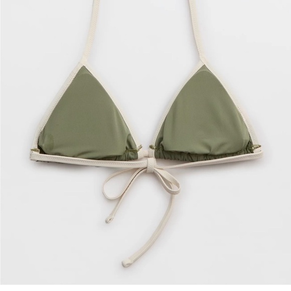 Aerie Wide Rib String Triangle Bikini Top NWT Medium - Picture 3 of 7